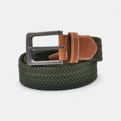 Braided Elastic Fabric Belt Big and Tall Men's Khaki | Elkav | Beltary