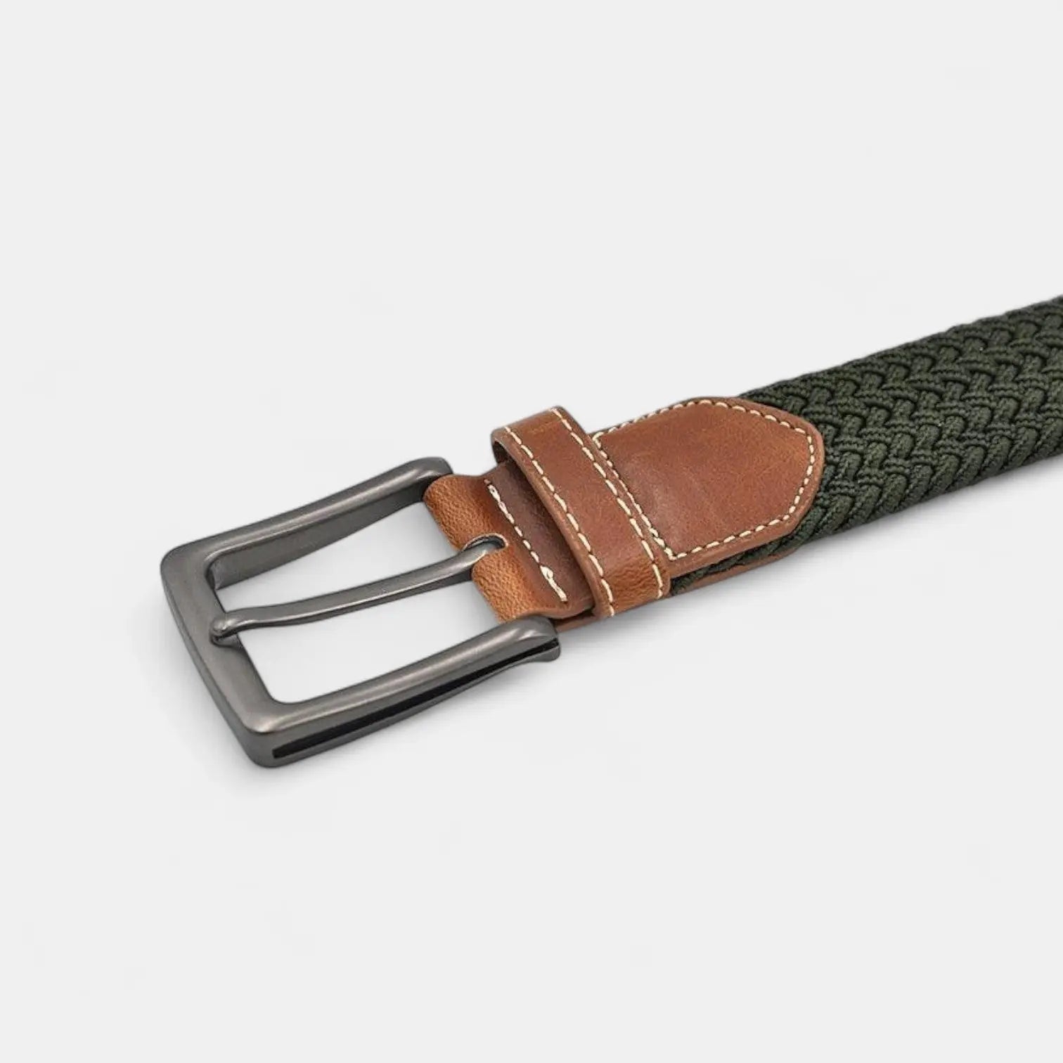 Braided Elastic Fabric Belt Big and Tall Men's Khaki | Elkav | Beltary