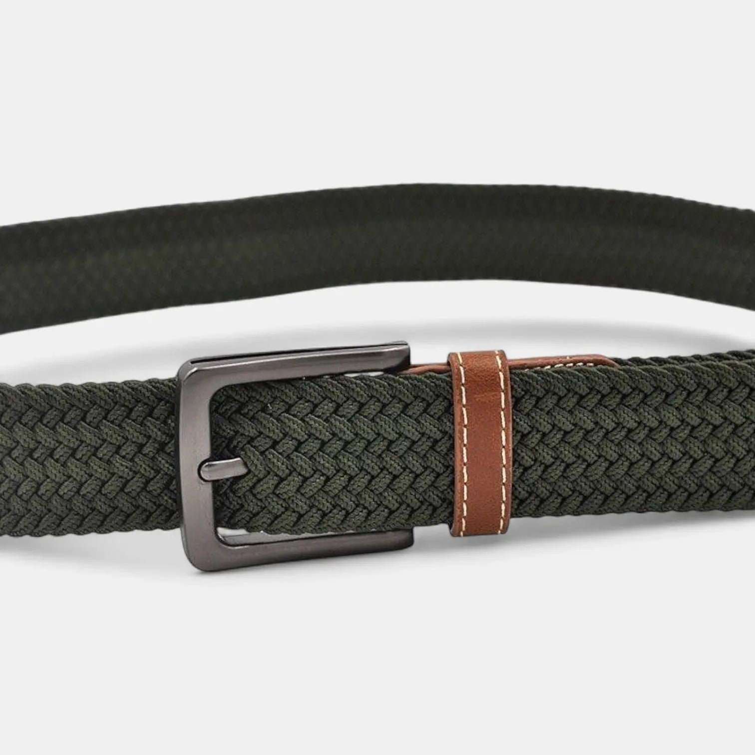 Braided Elastic Fabric Belt Big and Tall Men's Khaki | Elkav | Beltary