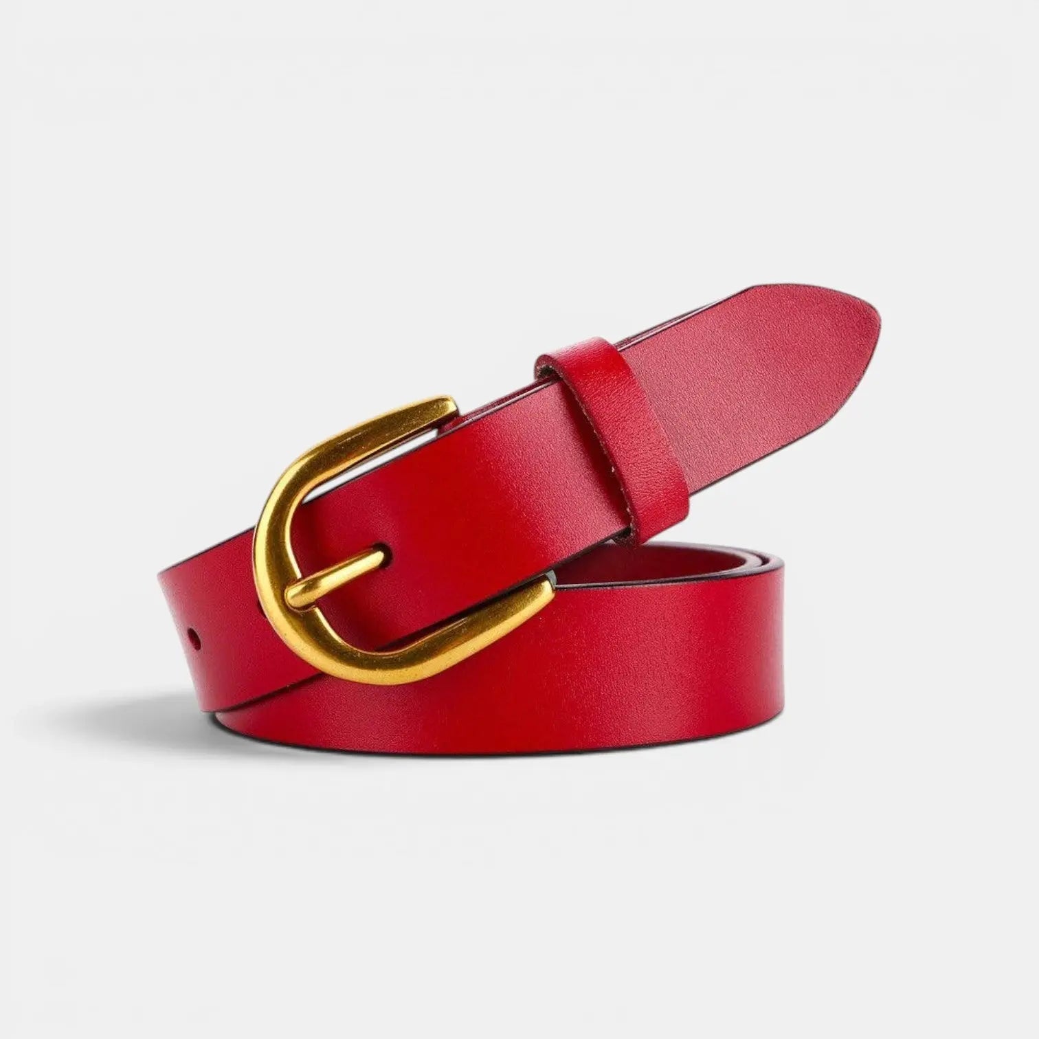 Classic Smooth Leather Belt Gold Round Buckle Women's | Lorvan | Beltary