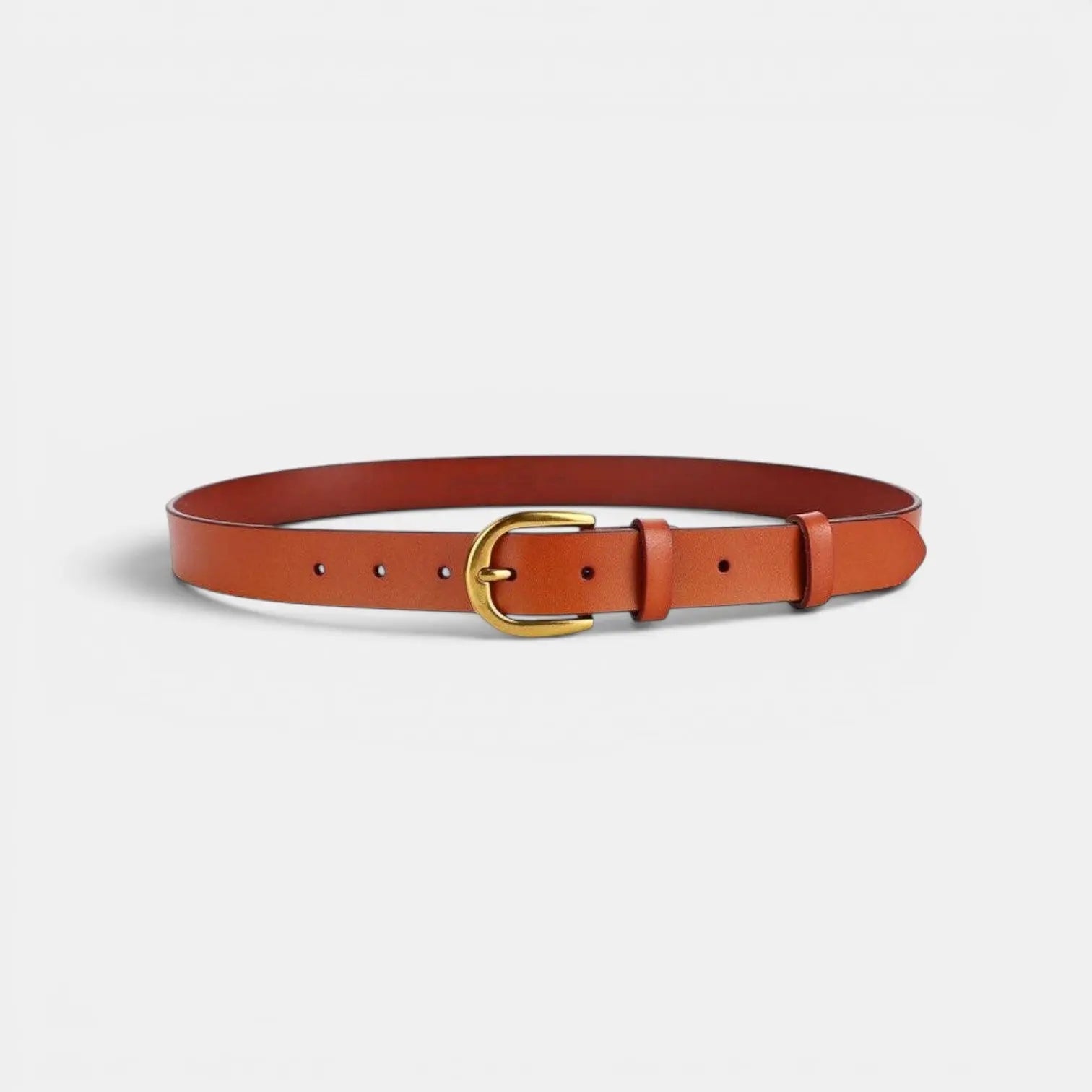 Classic Smooth Leather Belt Gold Round Buckle Women's | Lorvan | Beltary
