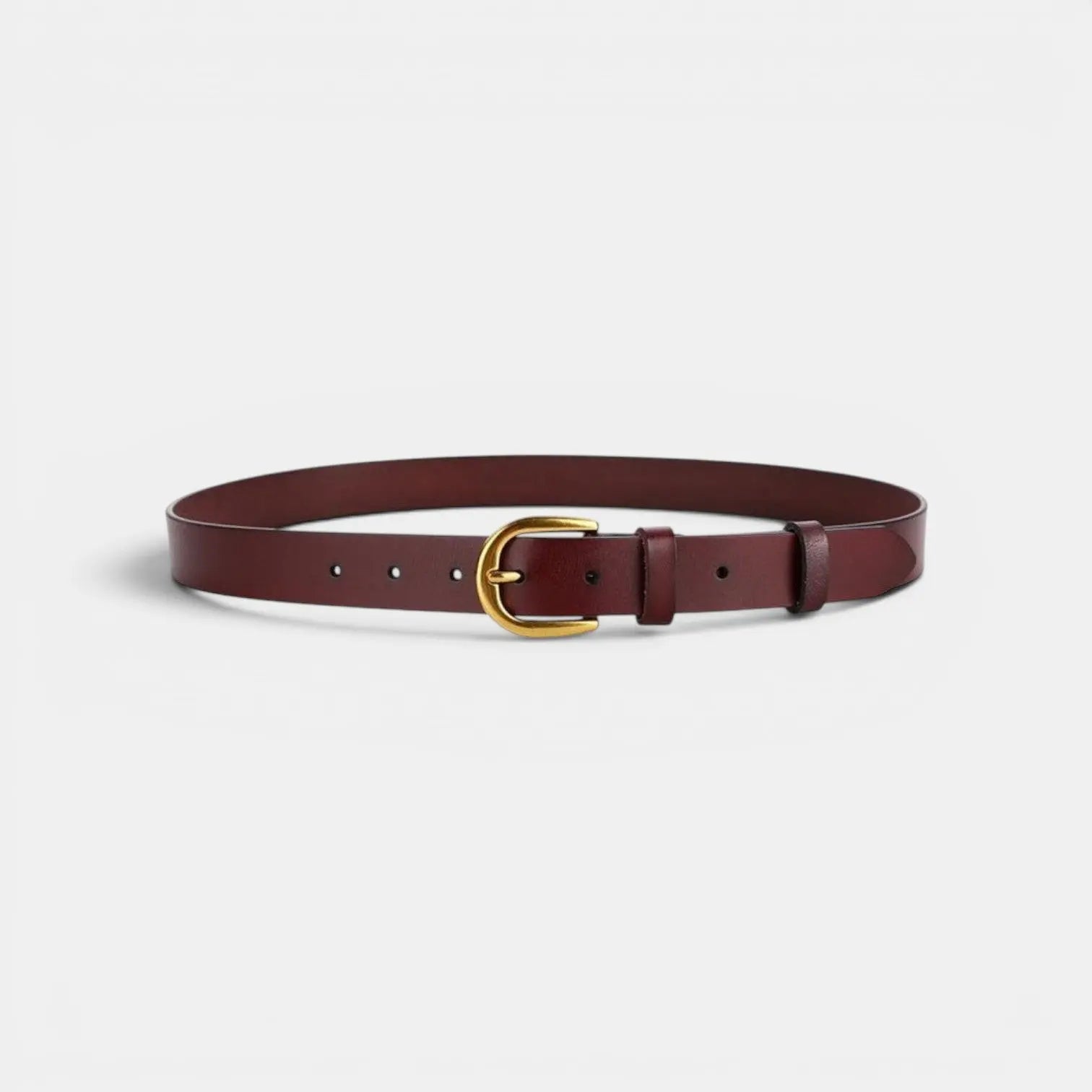 Classic Smooth Leather Belt Gold Round Buckle Women's | Lorvan | Beltary