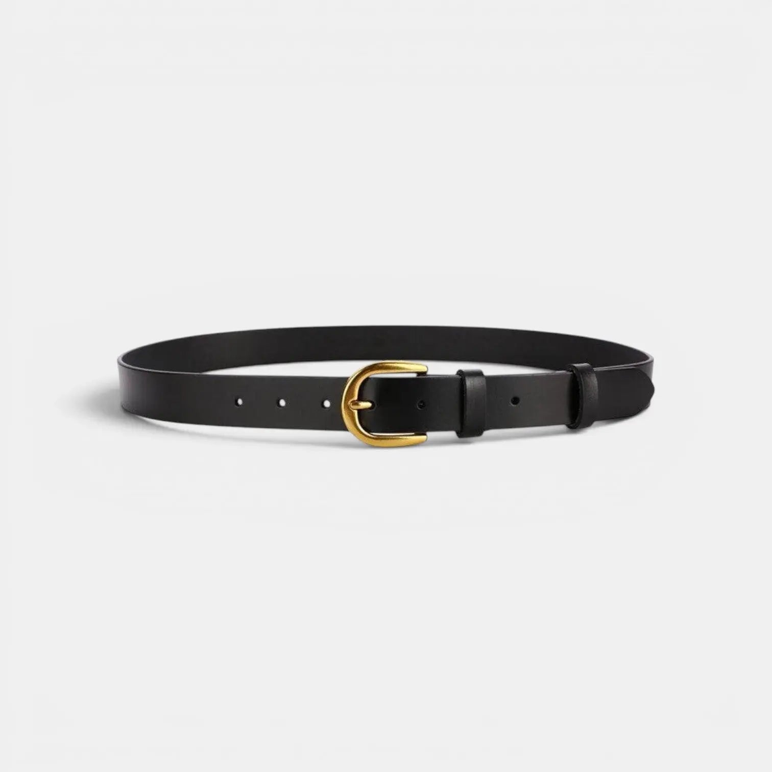 Classic Smooth Leather Belt Gold Round Buckle Women's | Lorvan | Beltary