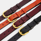 Classic Smooth Leather Belt Gold Round Buckle Women's | Lorvan | Beltary