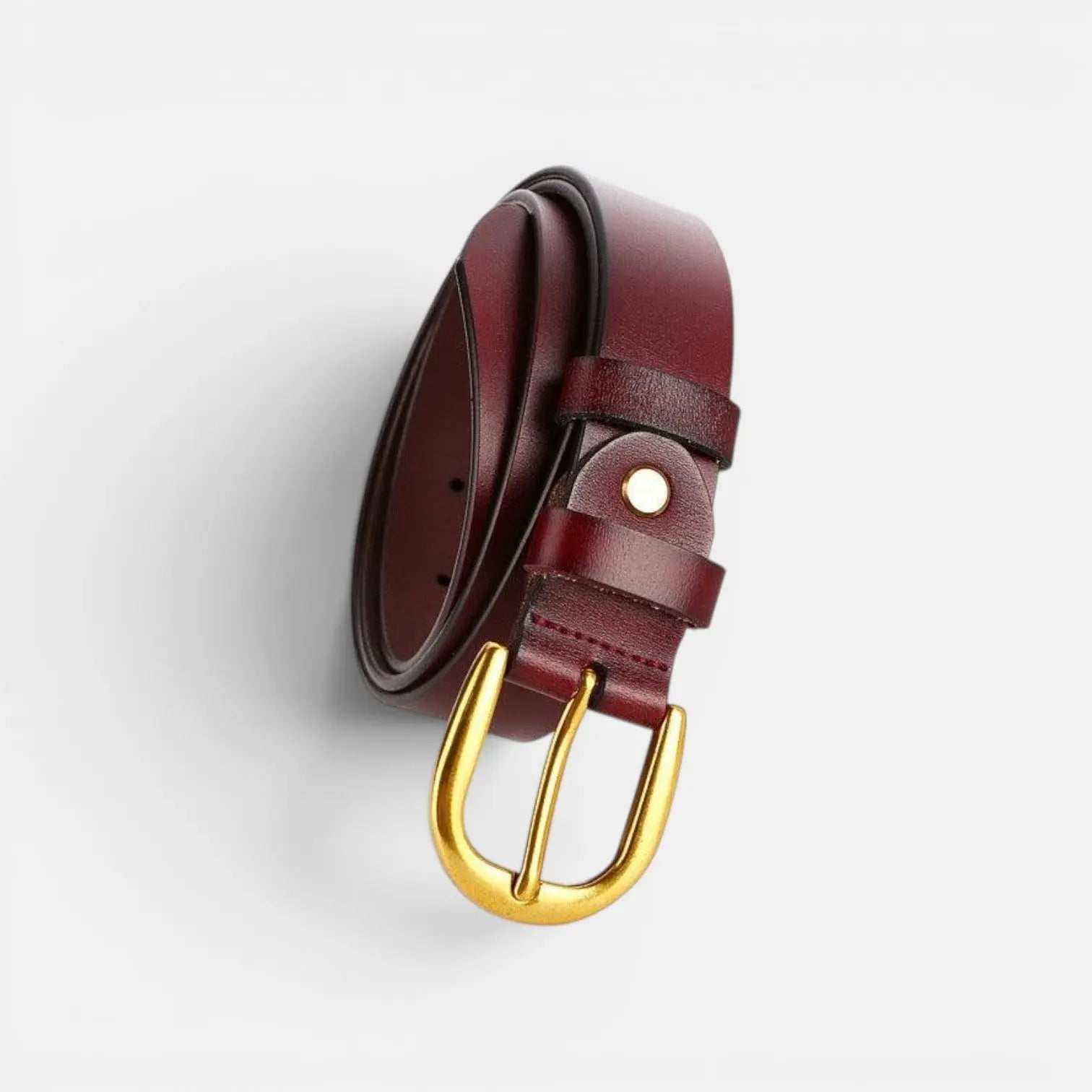 Classic Smooth Leather Belt Gold Round Buckle Women's | Lorvan | Beltary