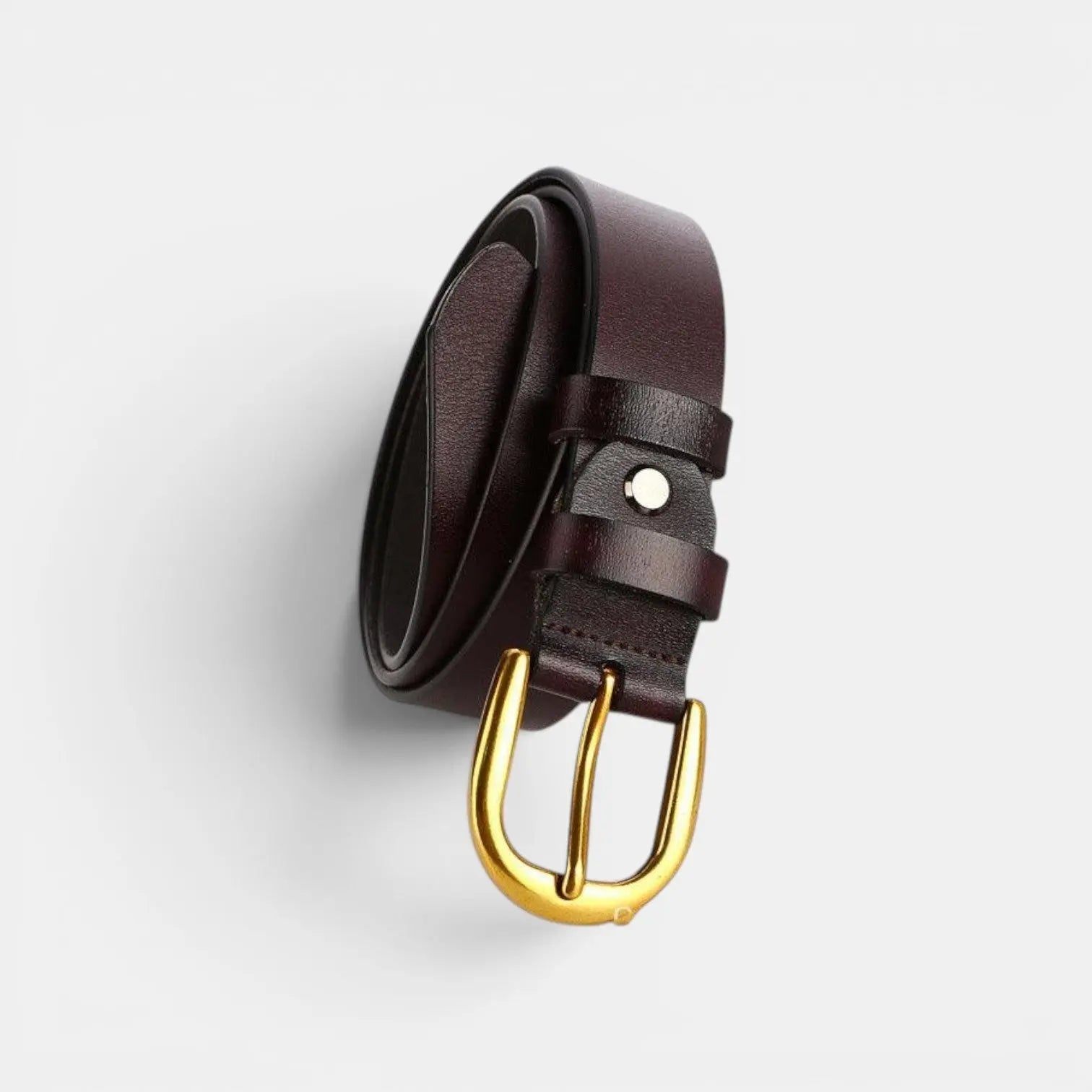 Classic Smooth Leather Belt Gold Round Buckle Women's | Lorvan | Beltary