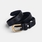 Classic Smooth Leather Belt Gold Round Buckle Women's | Lorvan | Beltary