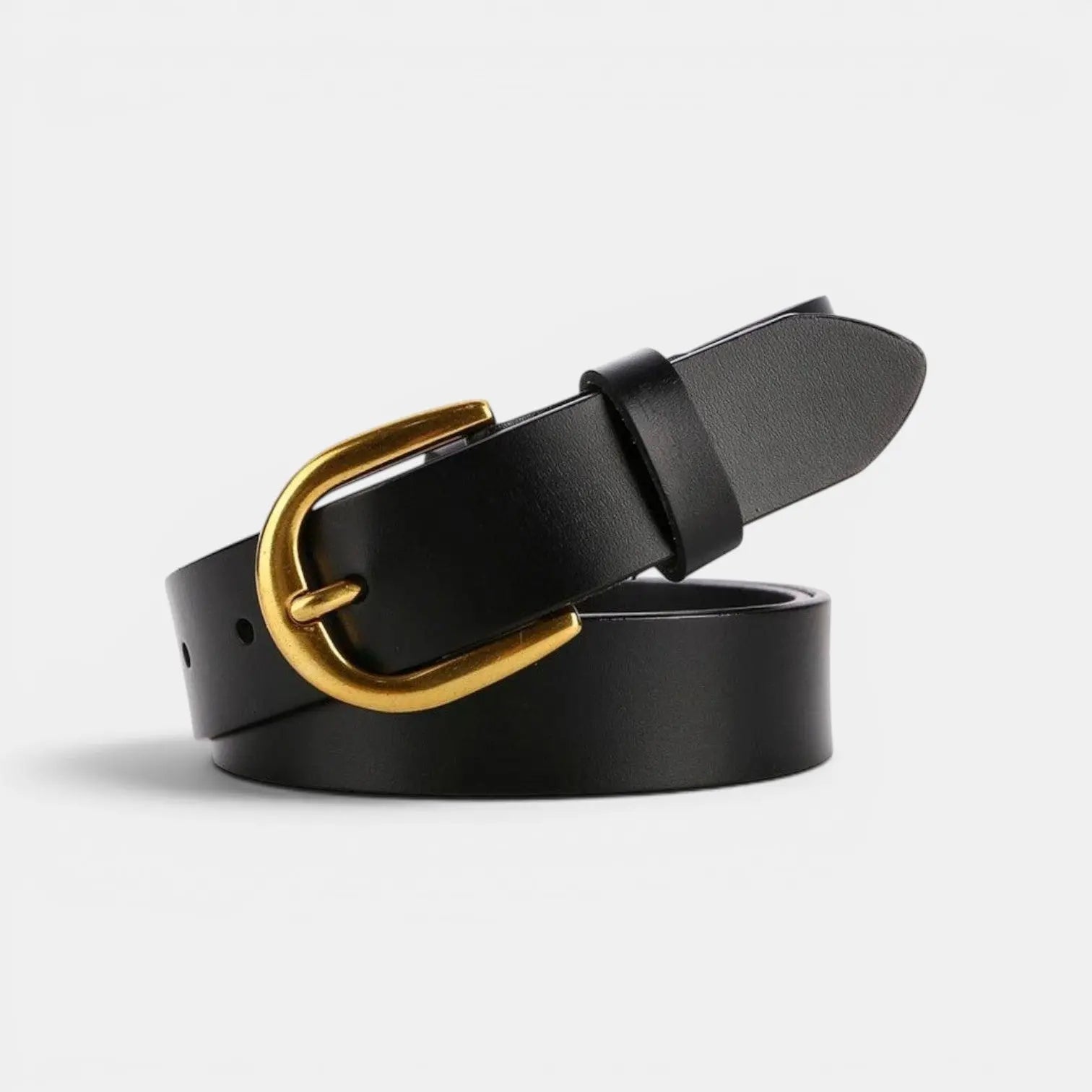 Classic Smooth Leather Belt Gold Round Buckle Women's | Lorvan | Beltary