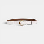 Classic Smooth Leather Belt Gold Round Buckle Women's | Lorvan | Beltary