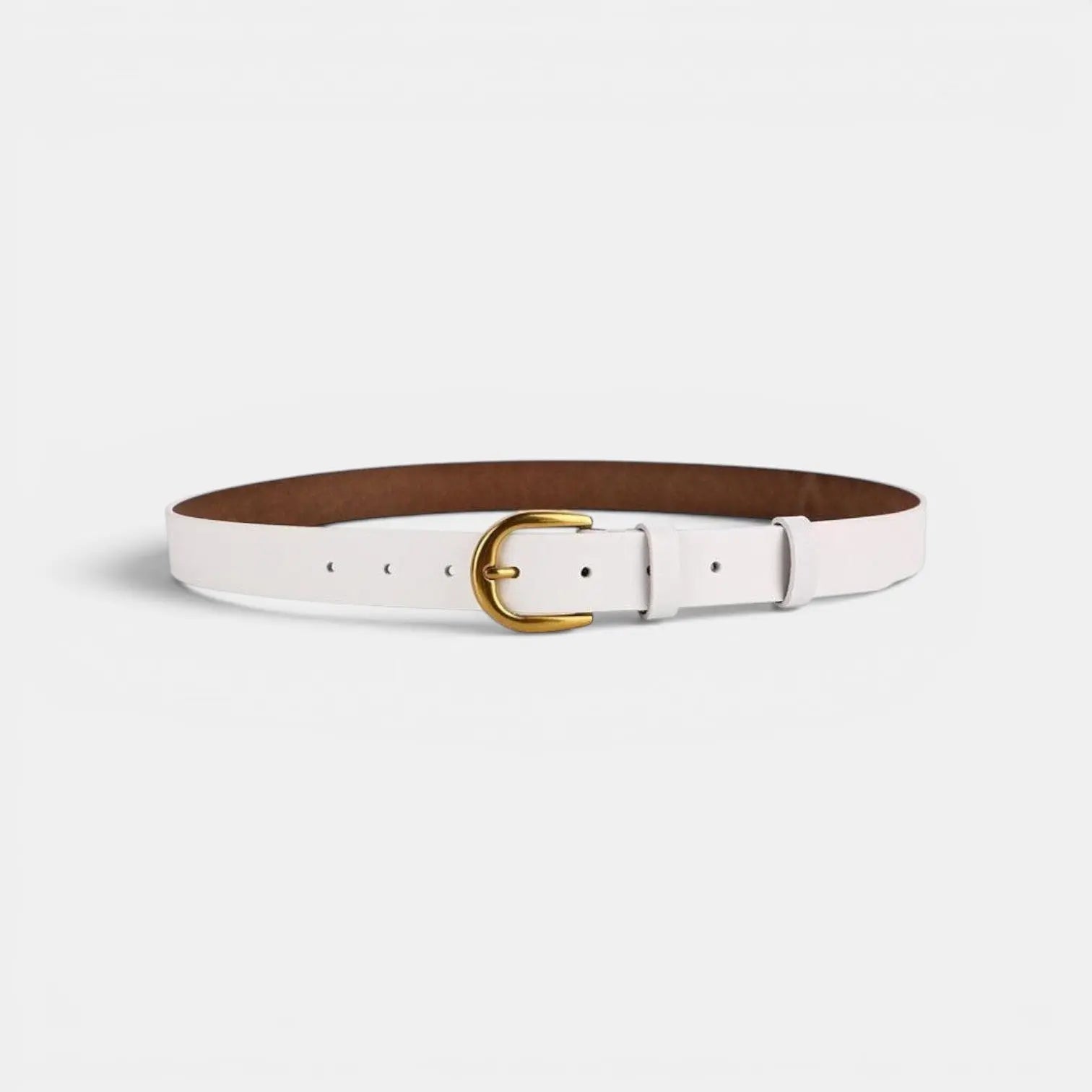 Classic Smooth Leather Belt Gold Round Buckle Women's | Lorvan | Beltary