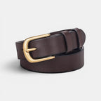 Classic Smooth Leather Belt Gold Round Buckle Women's | Lorvan | Beltary