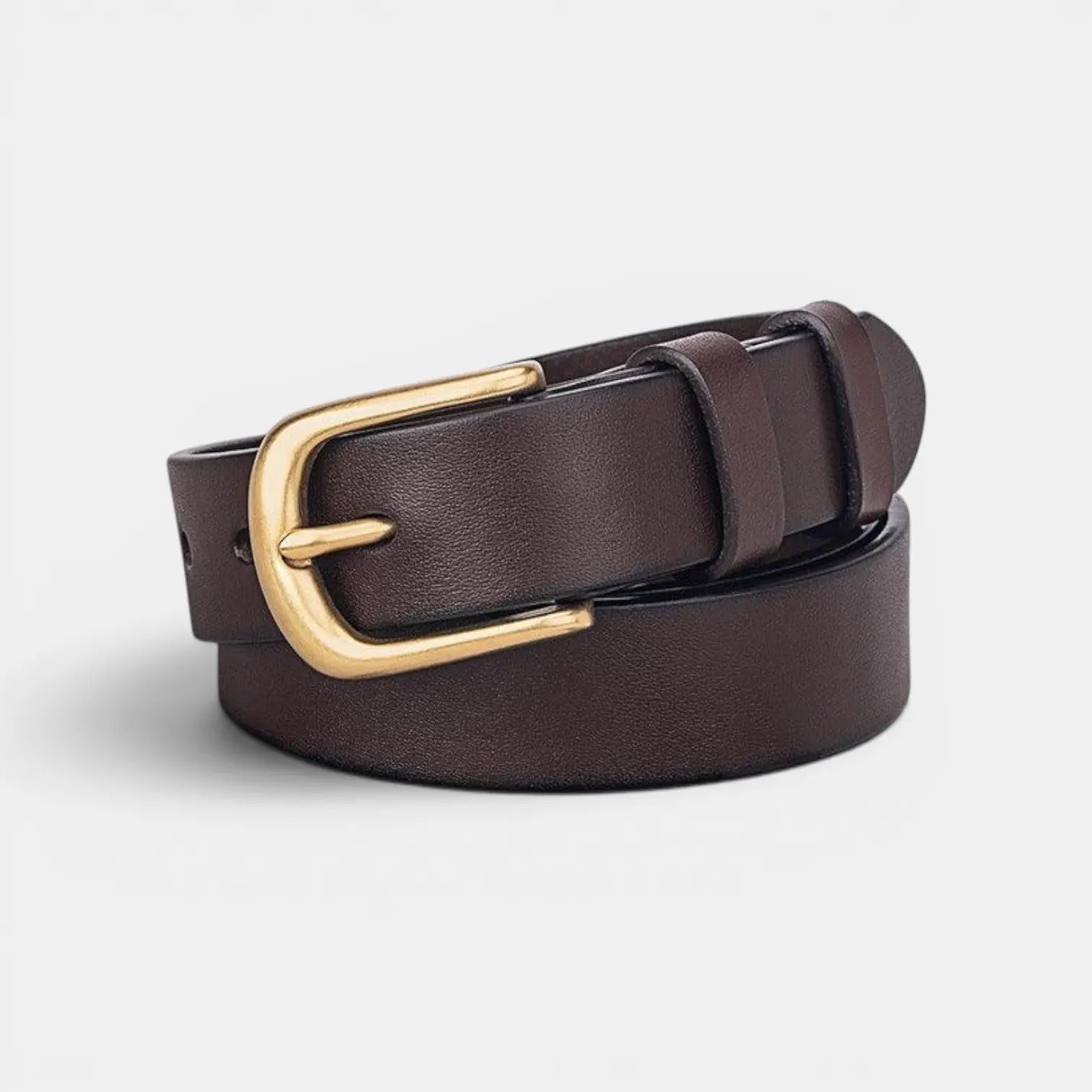 Classic Smooth Leather Belt Gold Round Buckle Women's | Lorvan | Beltary