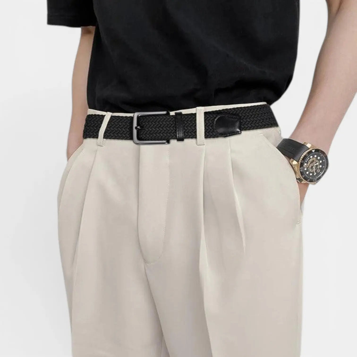 Men's Braided Elastic Belt with Pin Buckle | Trelvox | Beltary