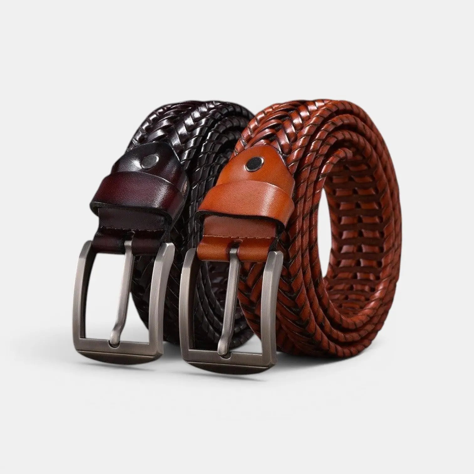 Men's Braided Leather Belt Silver Buckle | Trelvex | Beltary