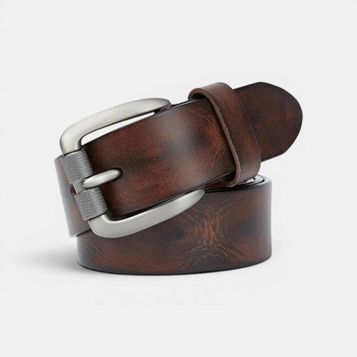 Men's Casual Aged Leather Belt Pin Buckle | Marvil | Beltary