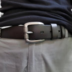 Men's Casual Aged Leather Belt Pin Buckle | Marvil | Beltary