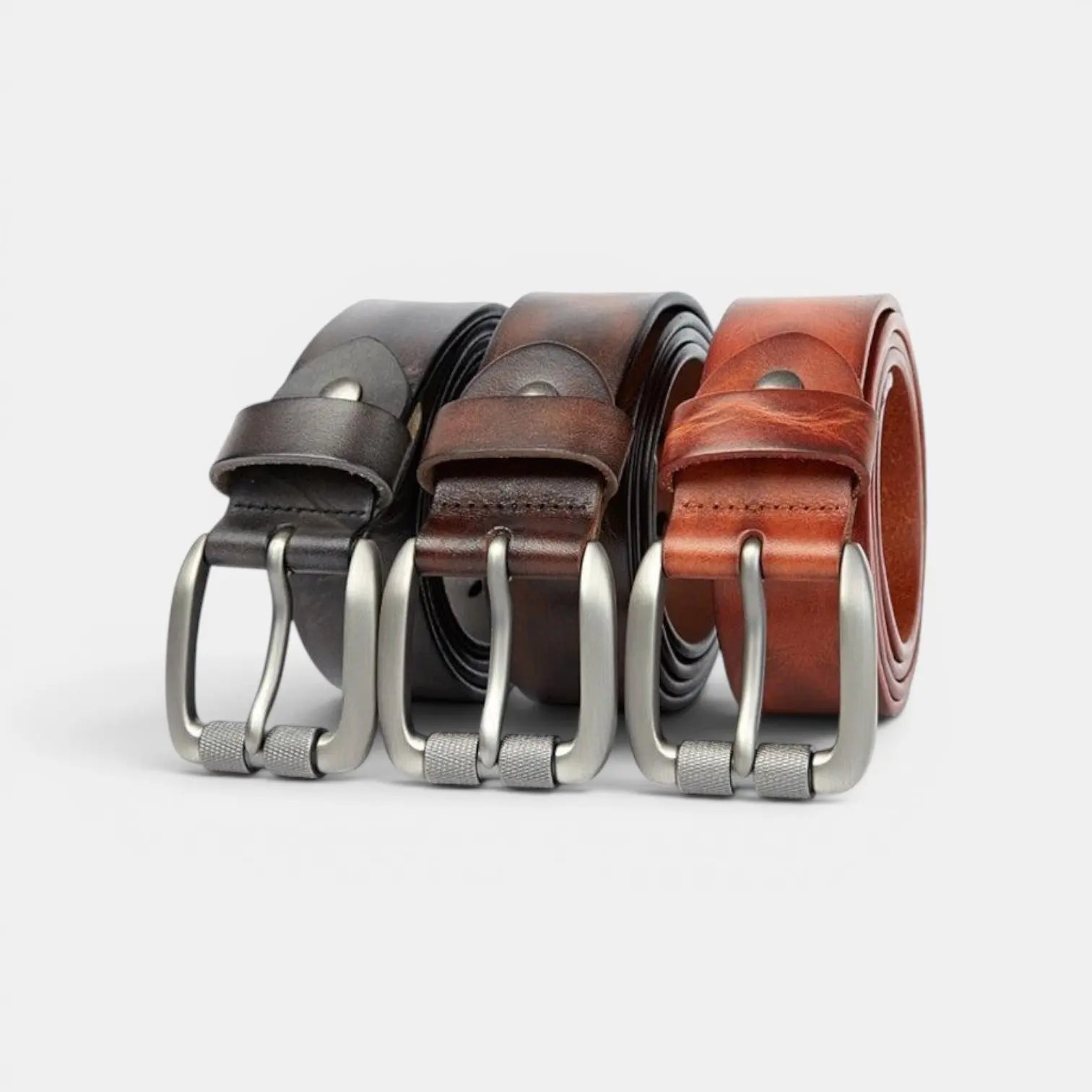 Men's Casual Aged Leather Belt Pin Buckle | Marvil | Beltary