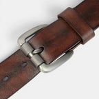 Men's Casual Aged Leather Belt Pin Buckle | Marvil | Beltary