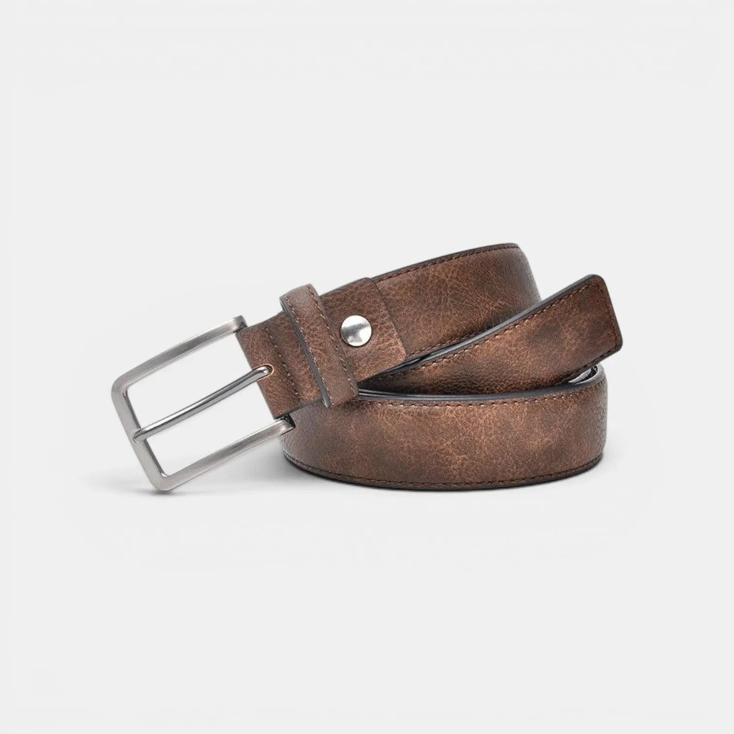 Men's Casual Aged Leather Belt with Silver Buckle | Grelvox | Beltary