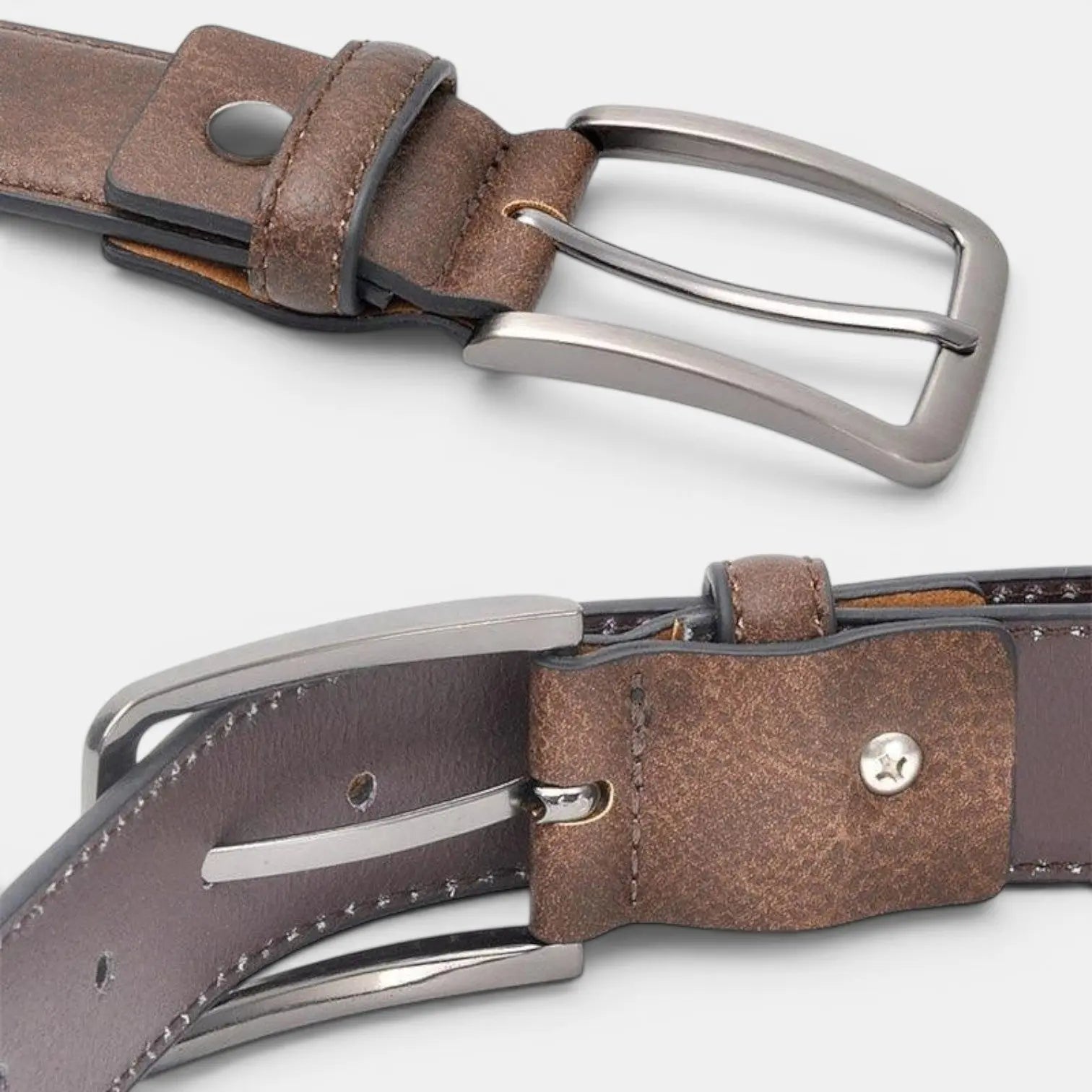 Men's Casual Aged Leather Belt with Silver Buckle | Grelvox | Beltary