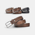 Men's Casual Aged Leather Belt with Silver Buckle | Grelvox | Beltary