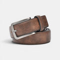 Men's Casual Aged Leather Belt with Silver Buckle | Grelvox | Beltary