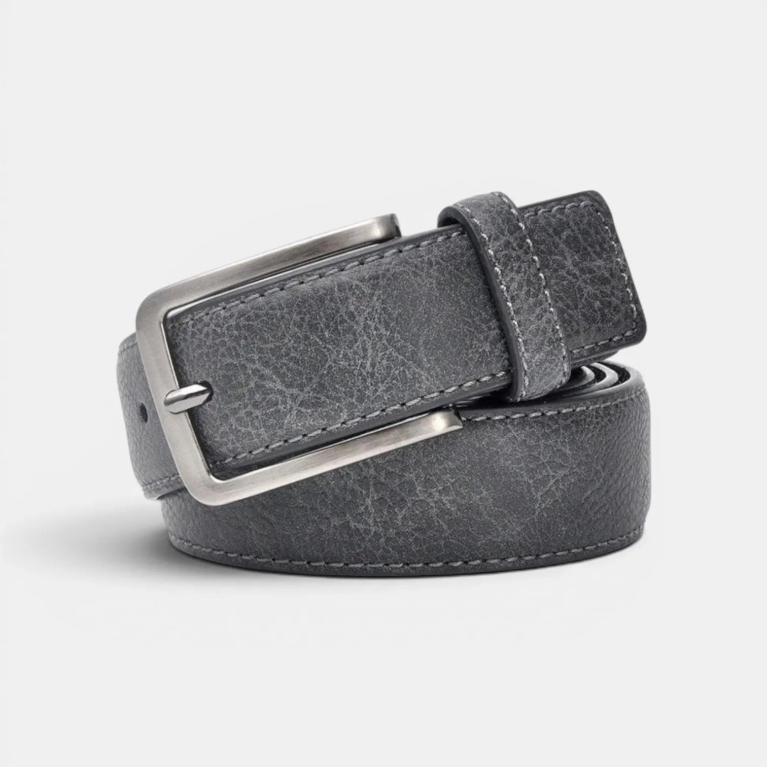 Men's Casual Aged Leather Belt with Silver Buckle | Grelvox | Beltary