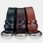 Men's Casual Cowboy Leather Belt Silver Buckle | Cowvex | Beltary