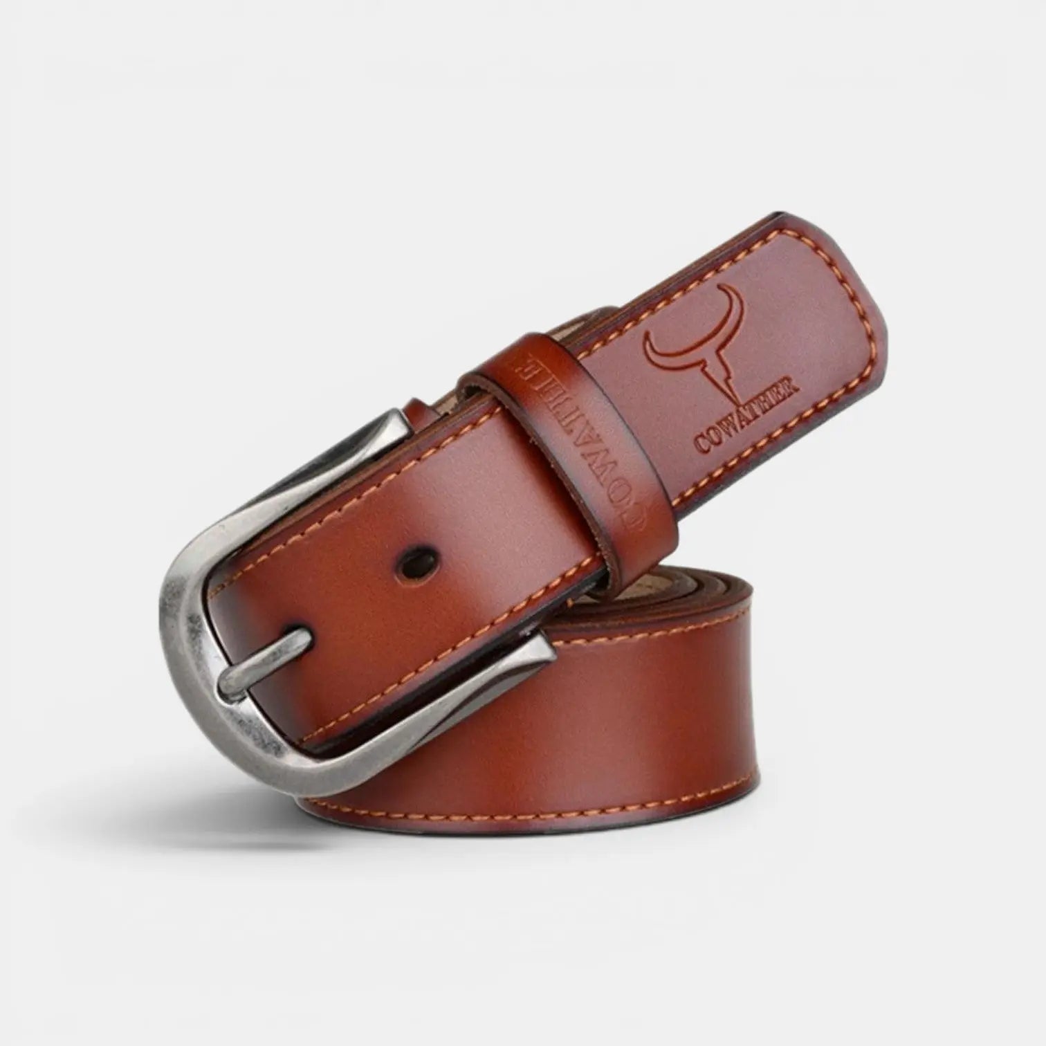 Men's Casual Cowboy Leather Belt Silver Buckle | Cowvex | Beltary