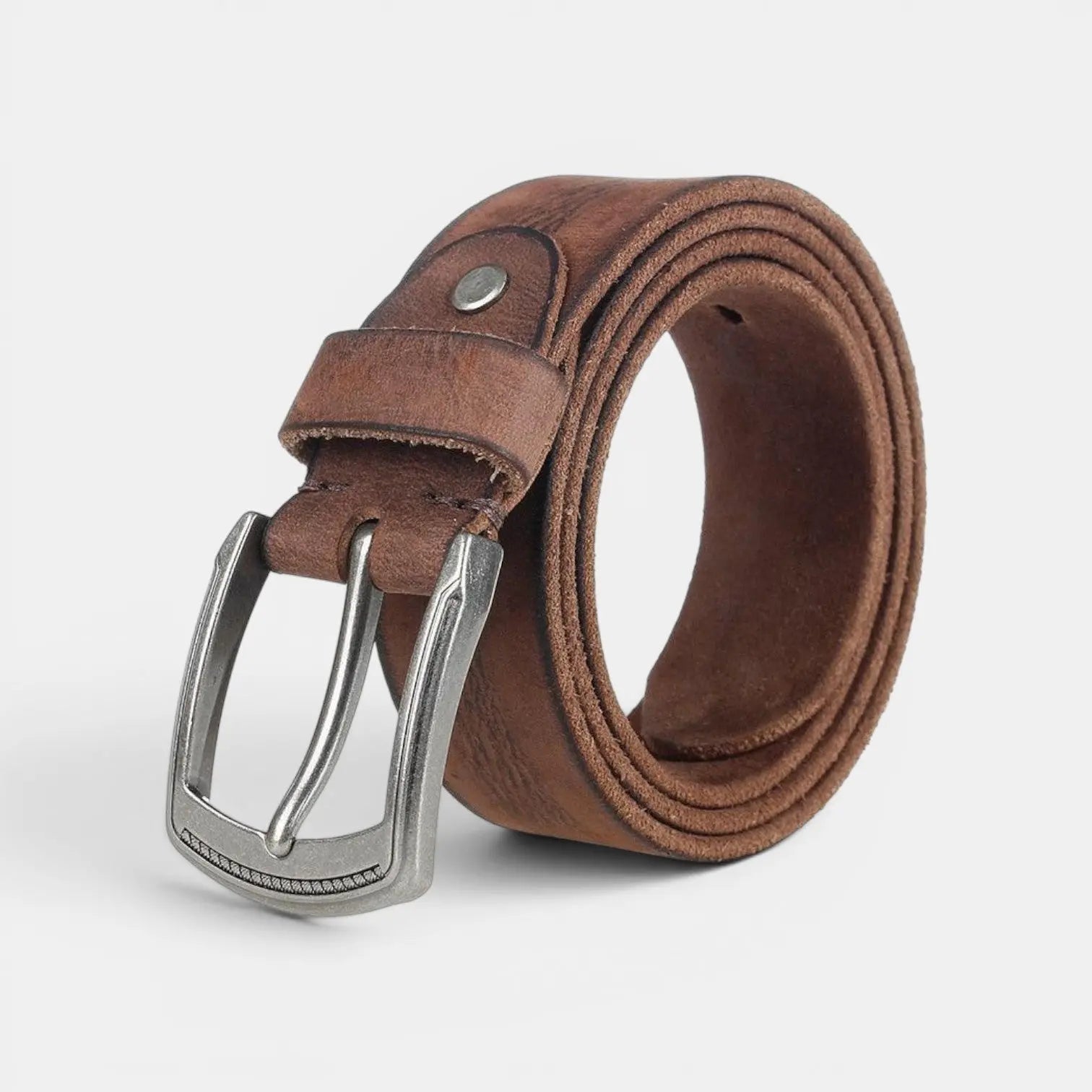 Men's Casual Full Grain Leather Belt Vintage Look | Mirvex | Beltary
