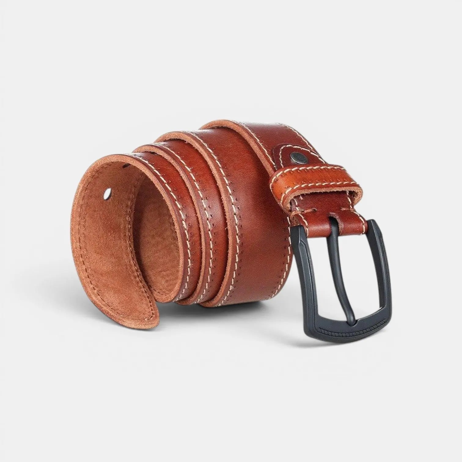 Men's Casual Full Grain Leather Belt with Light Stitching | Kalvex | Beltary