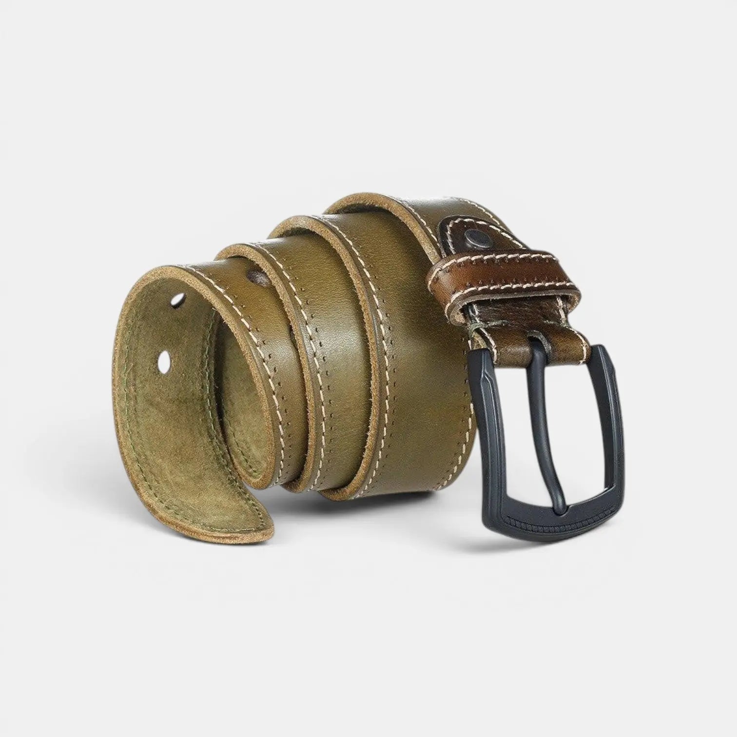 Men's Casual Full Grain Leather Belt with Light Stitching | Kalvex | Beltary