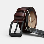 Men's Casual Leather Belt Black Pin Buckle Jean | Nalvex | Beltary