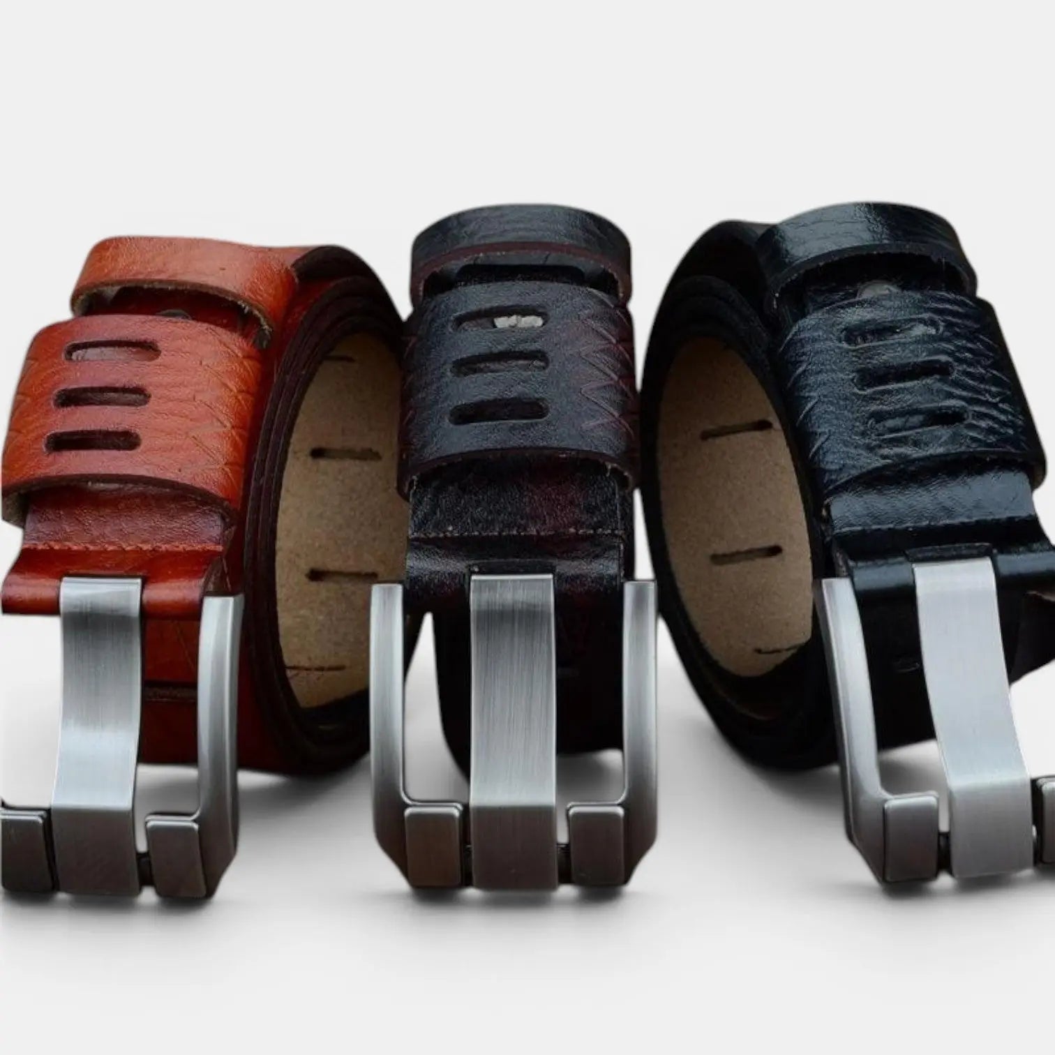 Men's Casual Textured Leather Belt Pin Buckle | Baltrex | Beltary