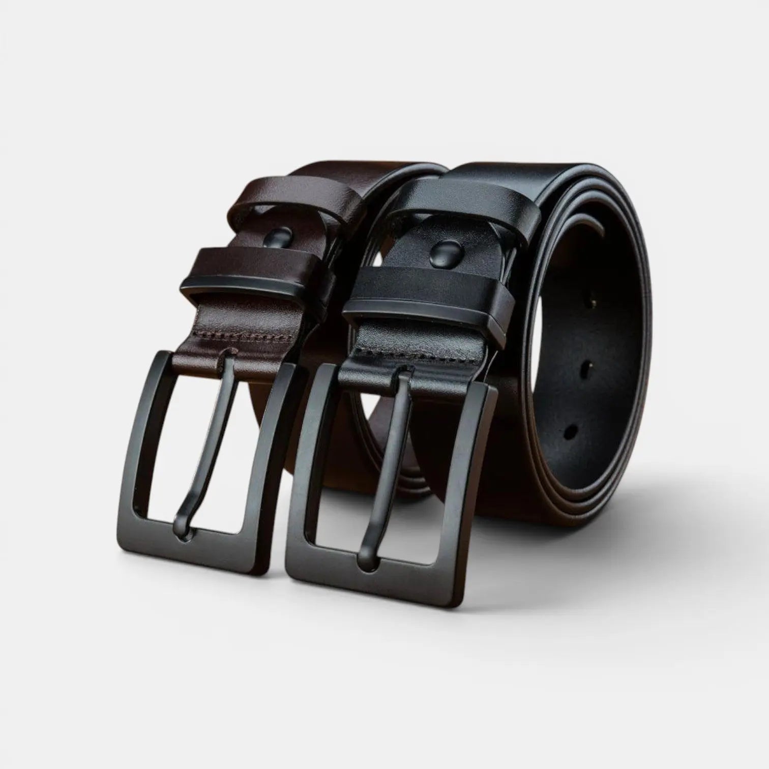 Men's Chic Full Grain Leather Belt Black Pin Buckle | Nolvex | Beltary