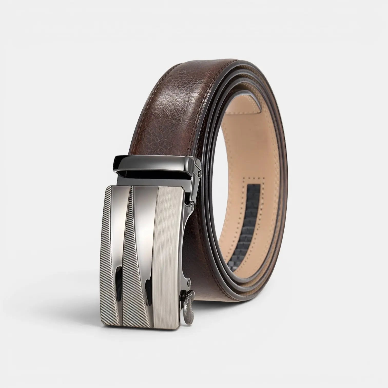 Men's Formal Aged Leather Belt with Automatic Buckle | Strivar | Beltary