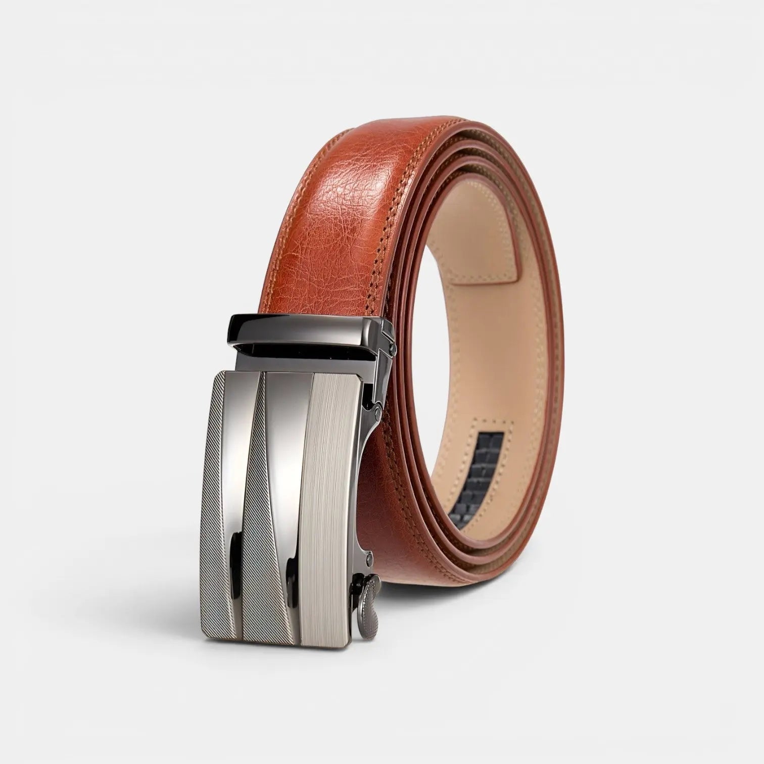 Men's Formal Aged Leather Belt with Automatic Buckle | Strivar | Beltary