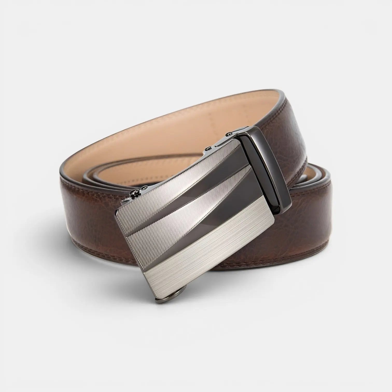 Men's Formal Aged Leather Belt with Automatic Buckle | Strivar | Beltary