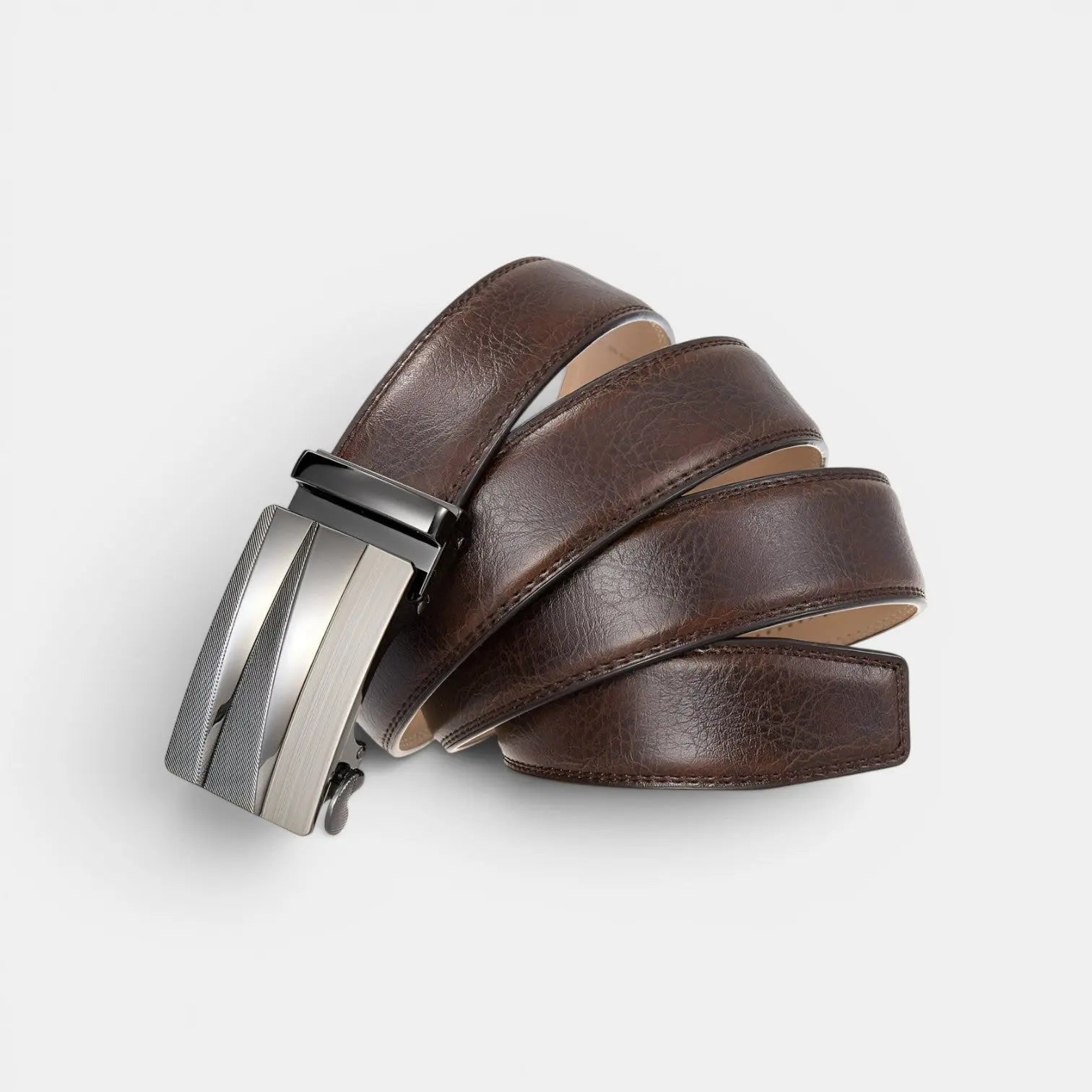 Men's Formal Aged Leather Belt with Automatic Buckle | Strivar | Beltary