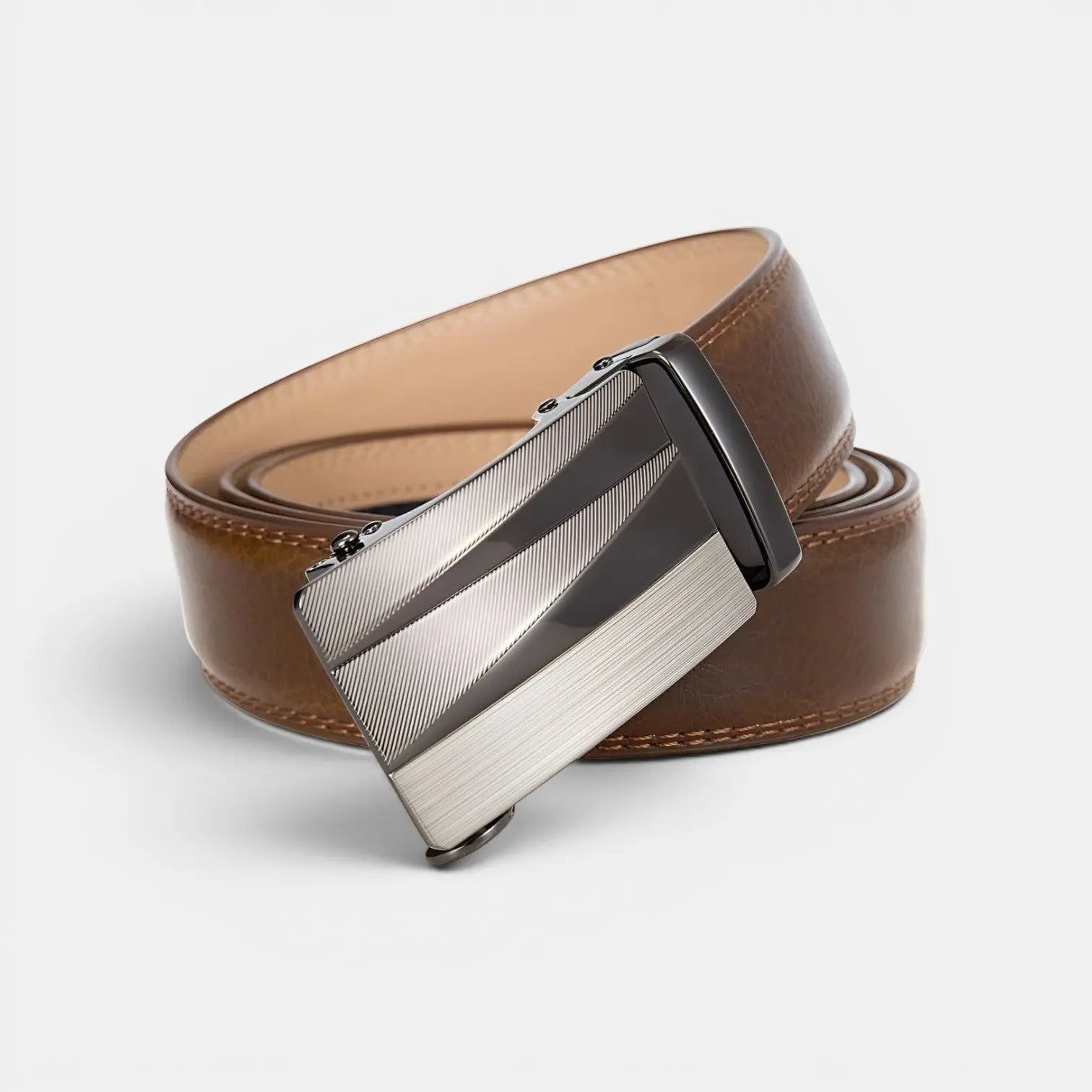 Men's Formal Aged Leather Belt with Automatic Buckle | Strivar | Beltary