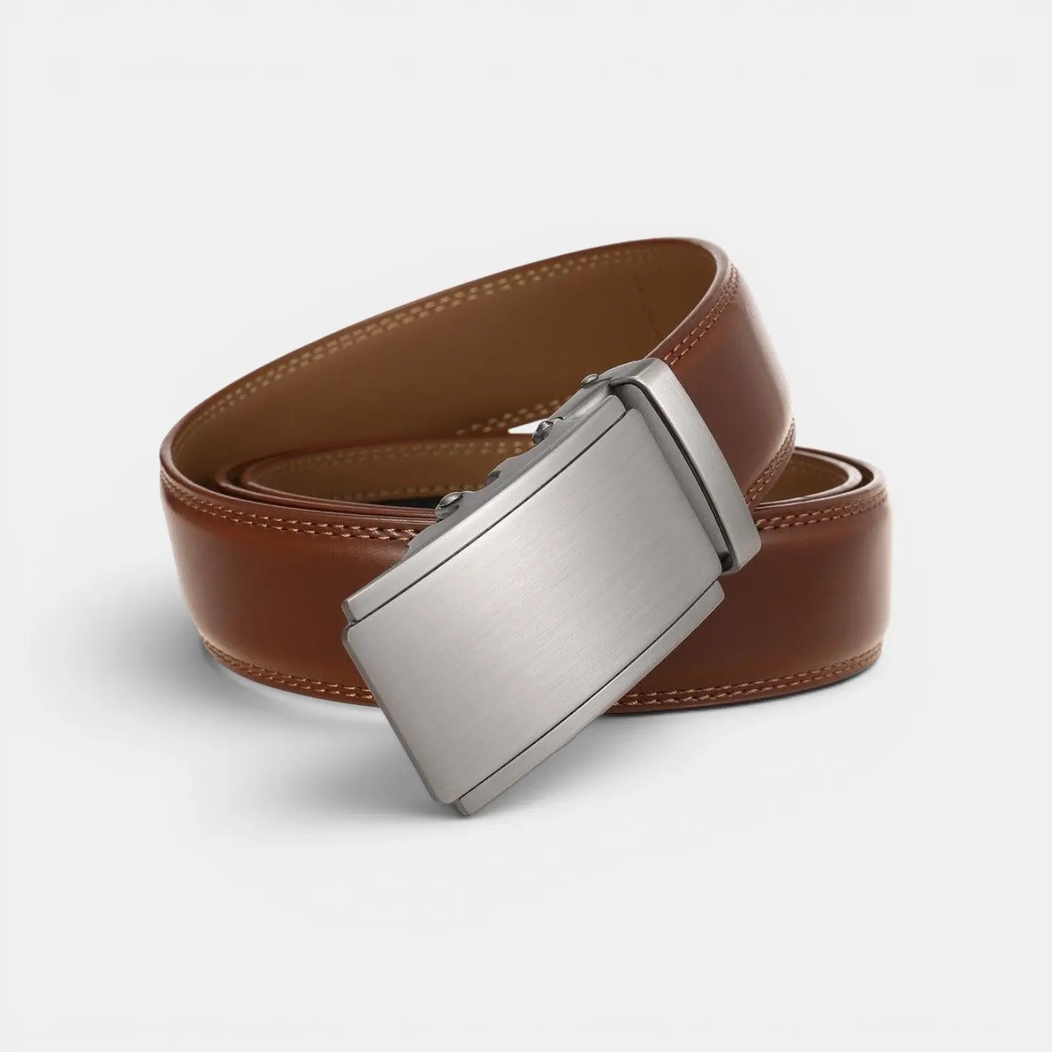 Men's Formal Leather Belt Silver Automatic Buckle | Cronvex | Beltary