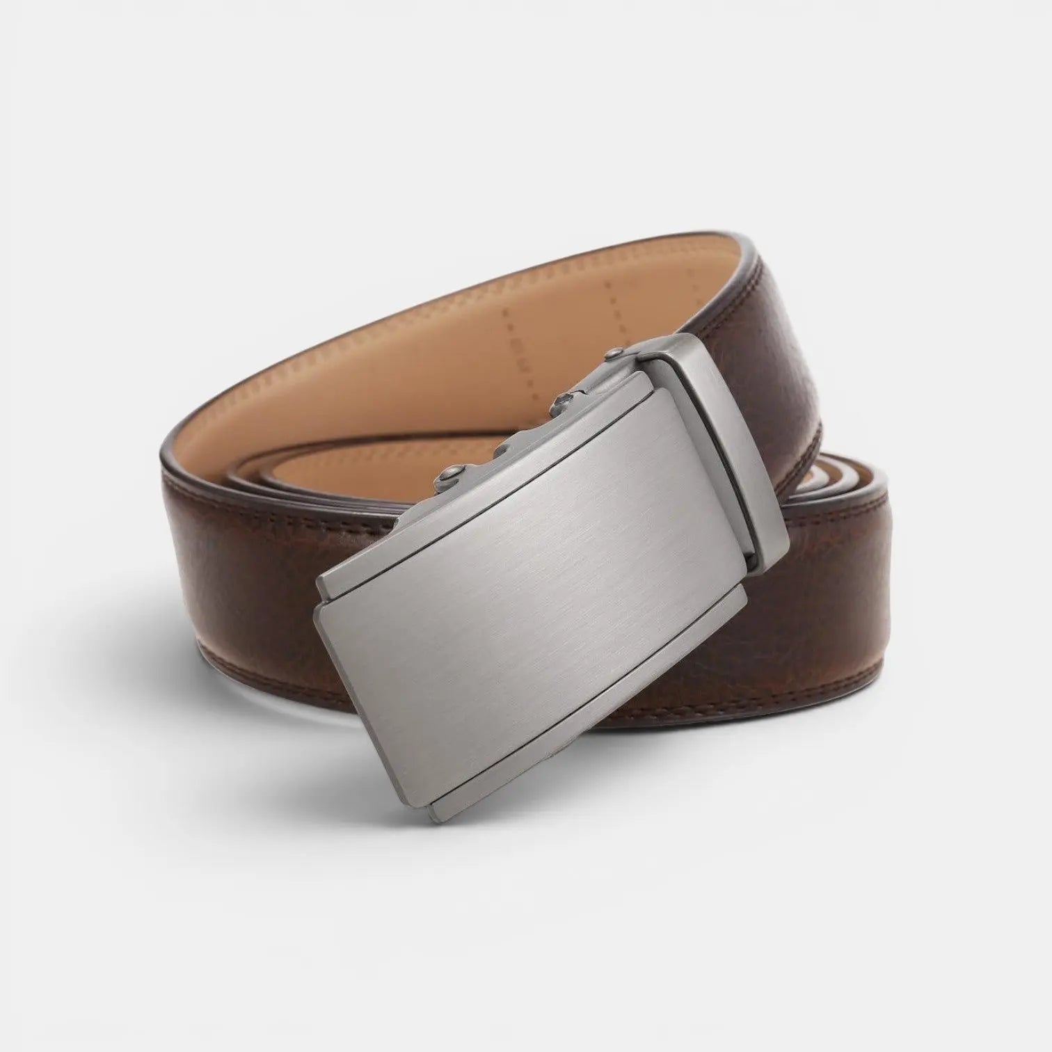 Men's Formal Leather Belt Silver Automatic Buckle | Cronvex | Beltary