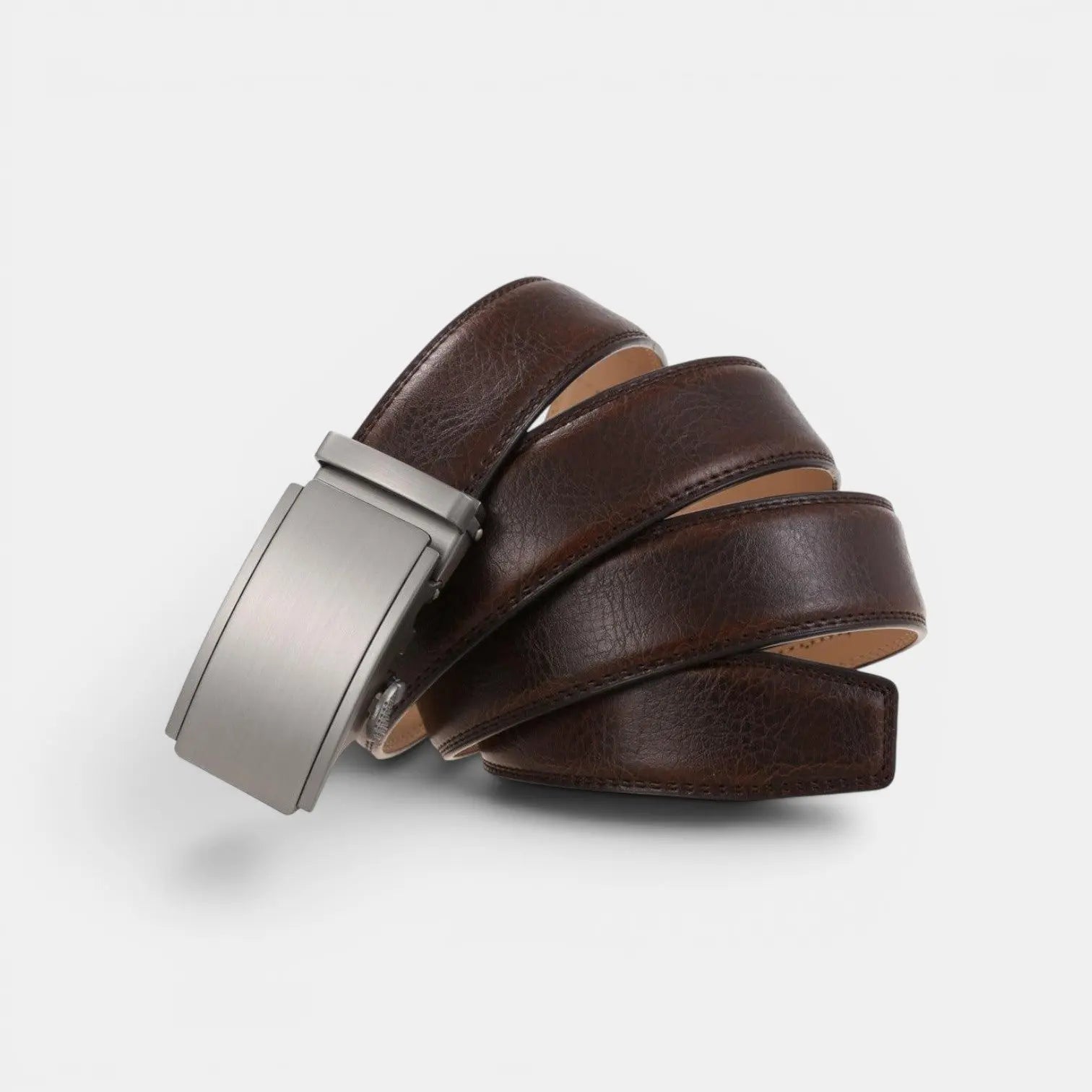 Men's Formal Leather Belt Silver Automatic Buckle | Cronvex | Beltary
