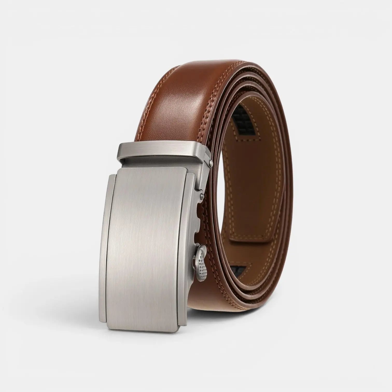 Men's Formal Leather Belt Silver Automatic Buckle | Cronvex | Beltary