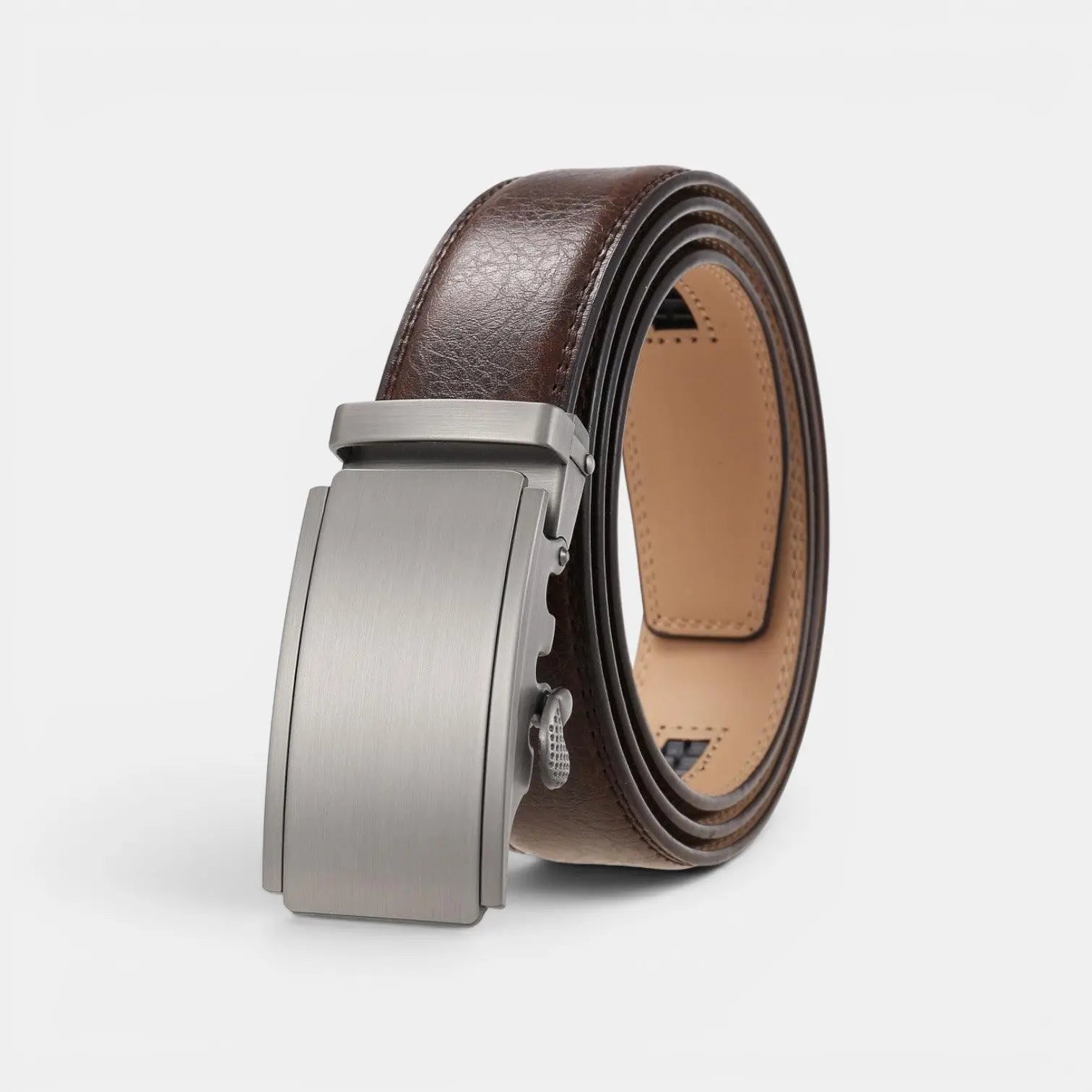 Men's Formal Leather Belt Silver Automatic Buckle | Cronvex | Beltary