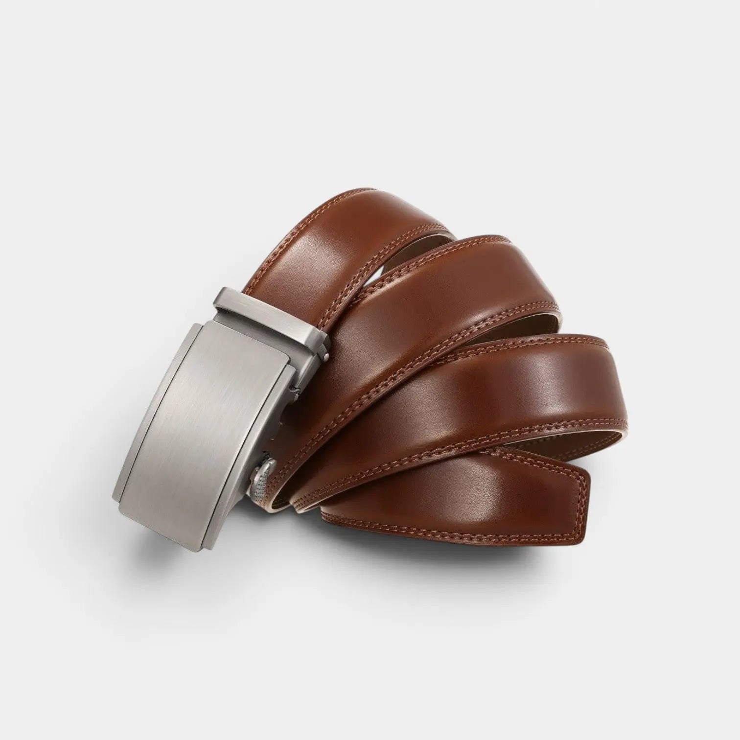 Men's Formal Leather Belt Silver Automatic Buckle | Cronvex | Beltary