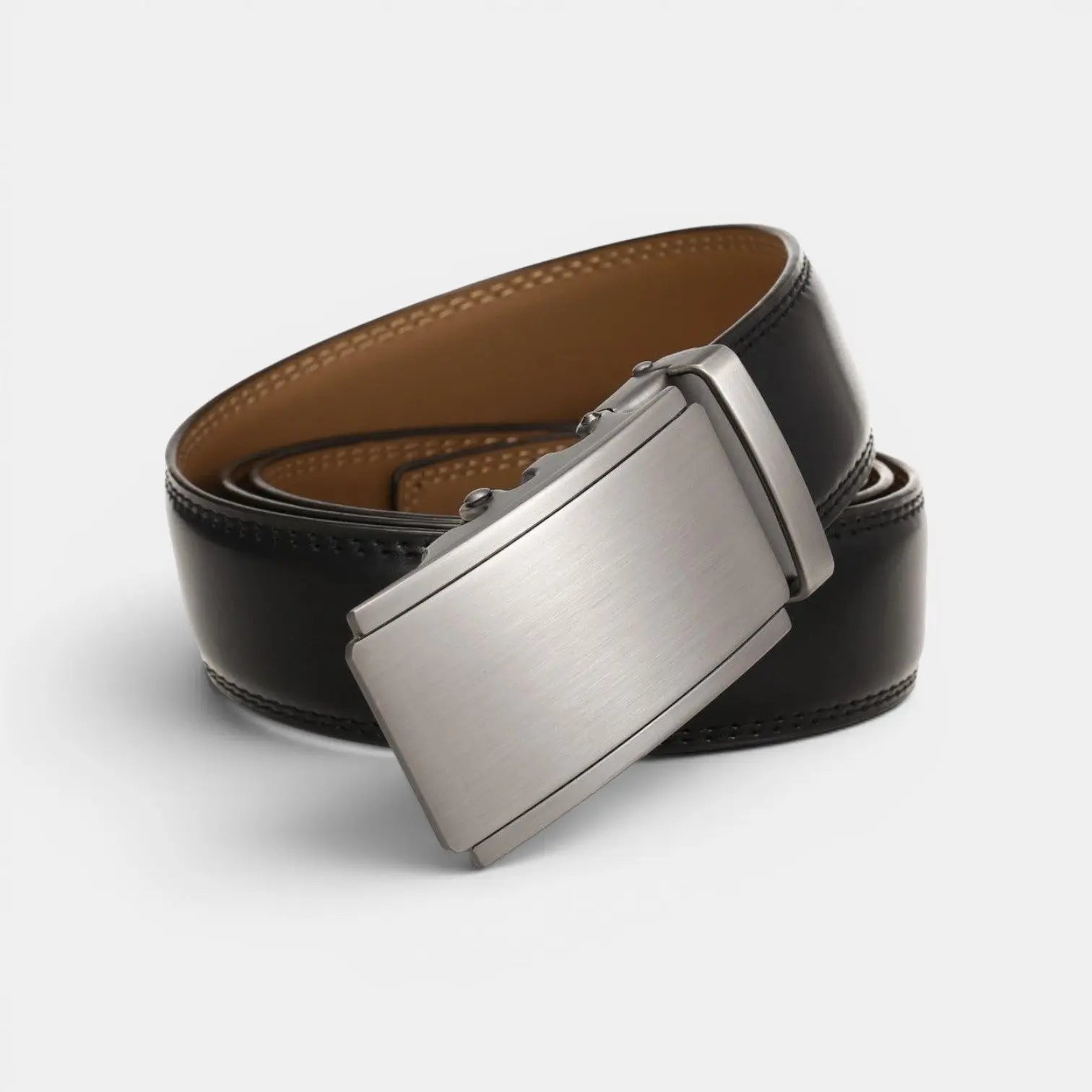 Men's Formal Leather Belt Silver Automatic Buckle | Cronvex | Beltary