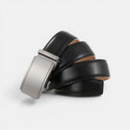 Men's Formal Leather Belt Silver Automatic Buckle | Cronvex | Beltary