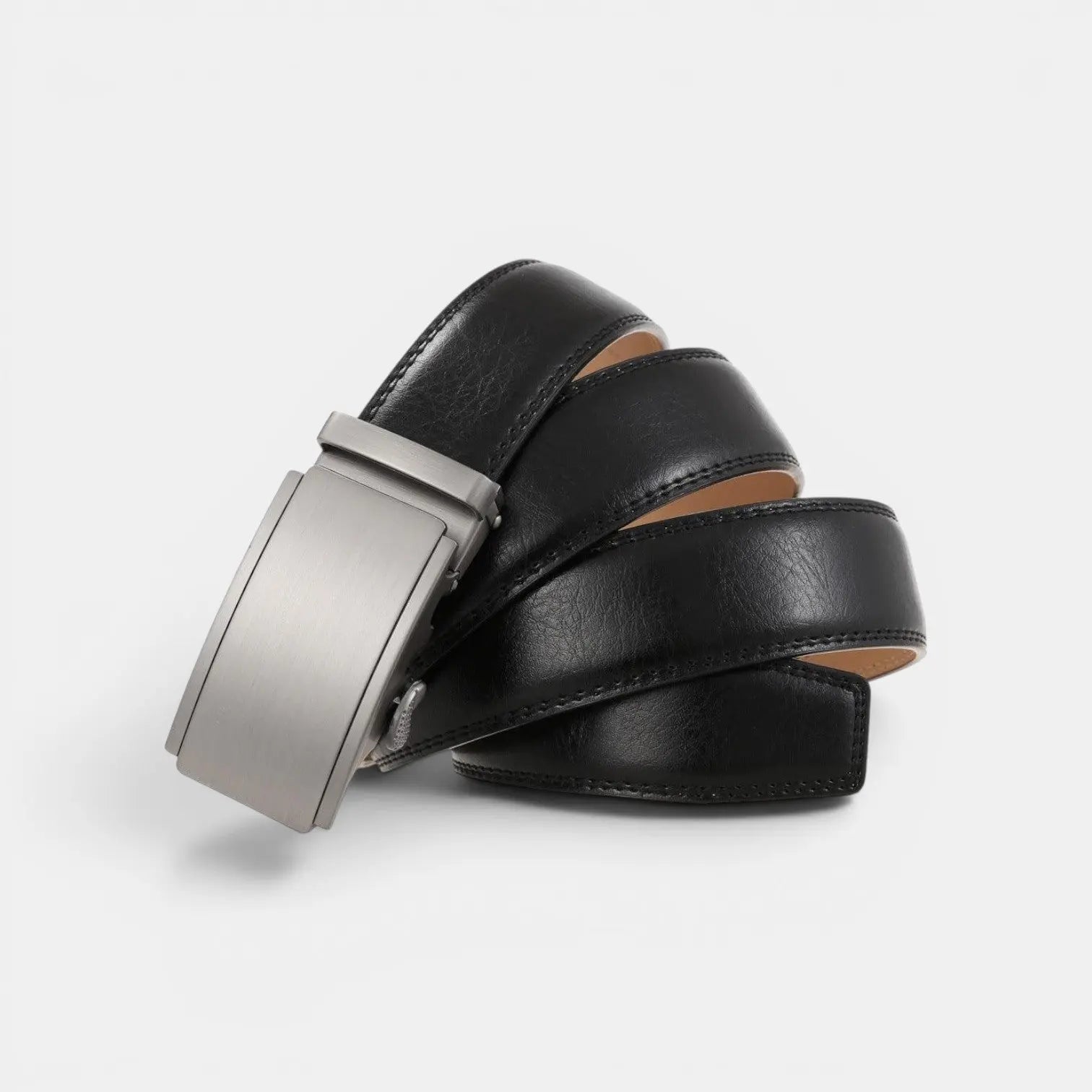 Men's Formal Leather Belt Silver Automatic Buckle | Cronvex | Beltary