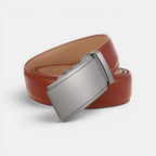 Men's Formal Leather Belt Silver Automatic Buckle | Cronvex | Beltary